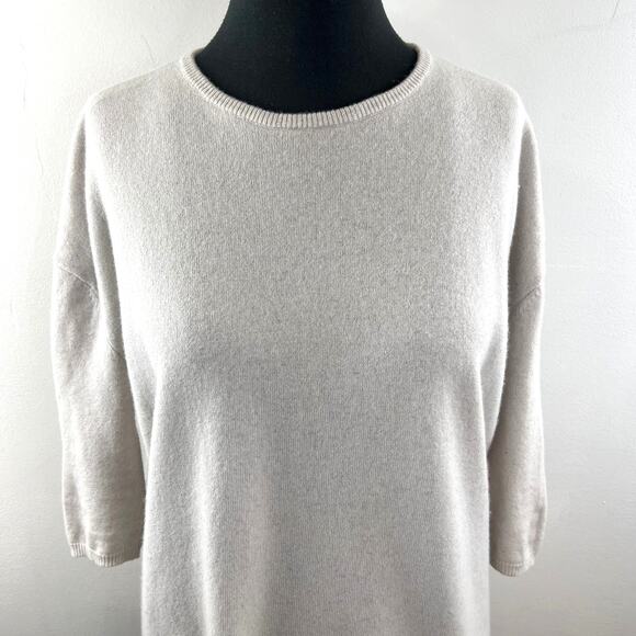 Organic by John Patrick Off White Sweater Dress Merino Crew Neck Size X-Small XS - Picture 3 of 7